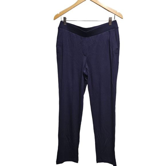 J JILL Pure Jill Eco-Terry Navy Blue Pull On Stretch Pants Small - Picture 1 of 5